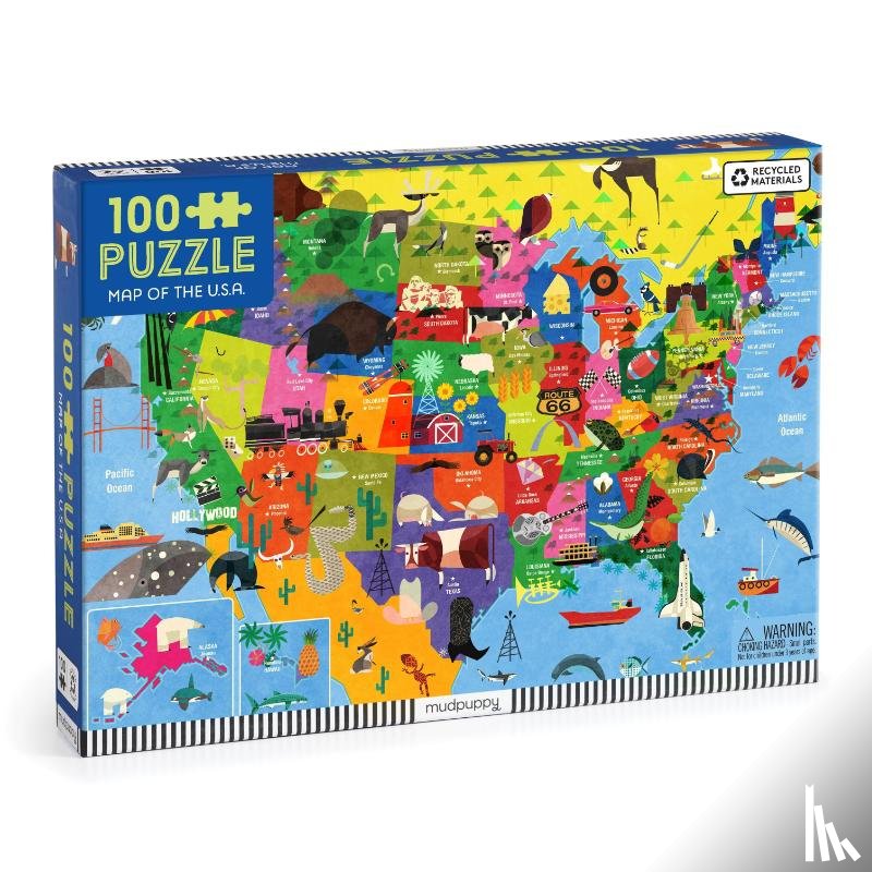 Mudpuppy - Map of the U.S.A. 100 Piece Puzzle