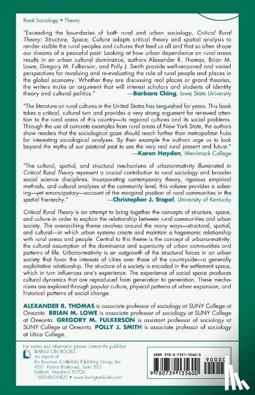 Thomas, Alexander R., Lowe, Brian, Fulkerson, Greg, Smith, Polly - Critical Rural Theory