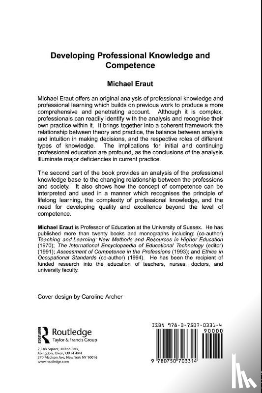 Eraut, Michael - Developing Professional Knowledge And Competence