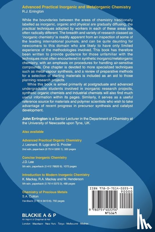 Errington, R. John - Advanced Practical Inorganic and Metalorganic Chemistry