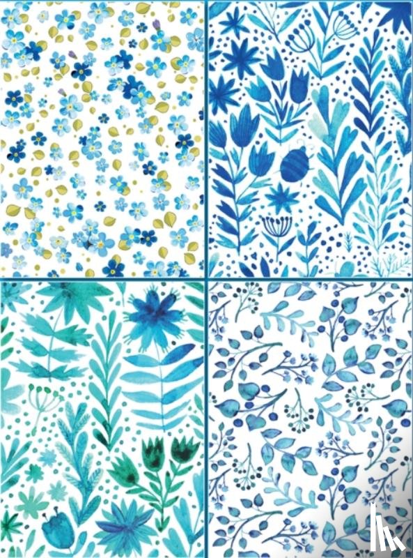  - Set of Four Magnetic Notepads: Blue Abstract