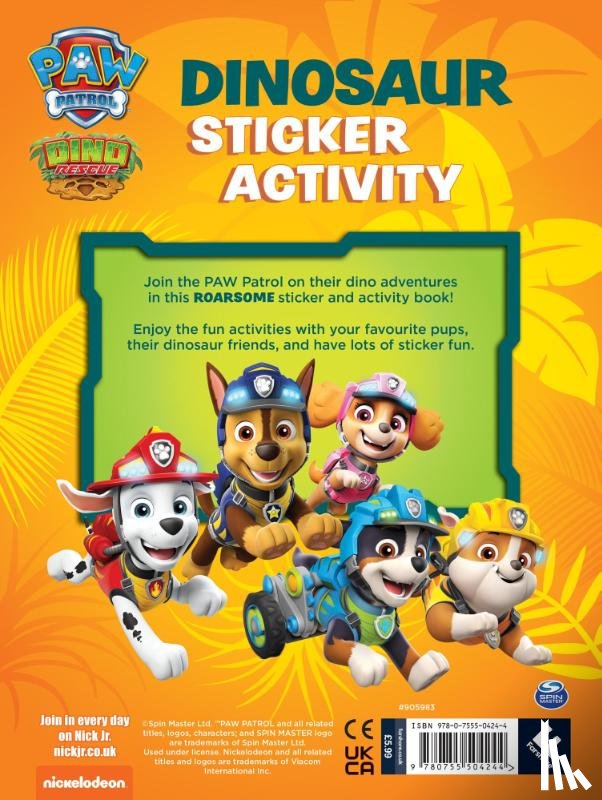 Paw Patrol - Paw Patrol Dinosaur Sticker Activity