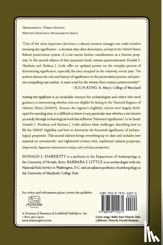 Hardesty, Donald L., Little, Barbara J. - Assessing Site Significance