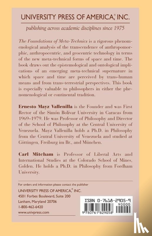 Vallenilla, Ernesto Mayz - The Foundations of Meta-Technics