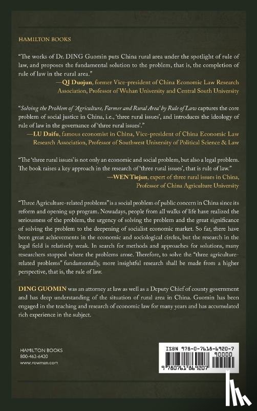 Guomin, Ding - Solving the Problem of "Agriculture, Farmer, and Rural Area" by Rule of Law