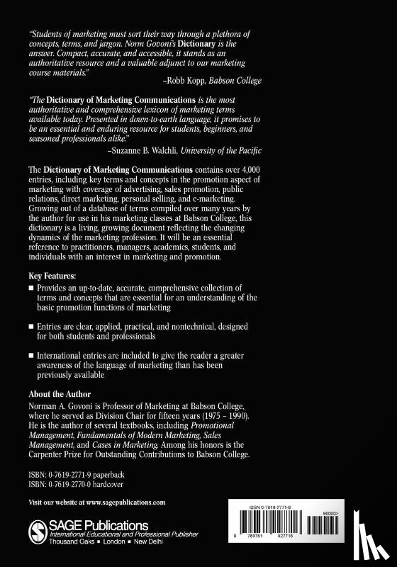 Govoni, Norman A.P. - Dictionary of Marketing Communications