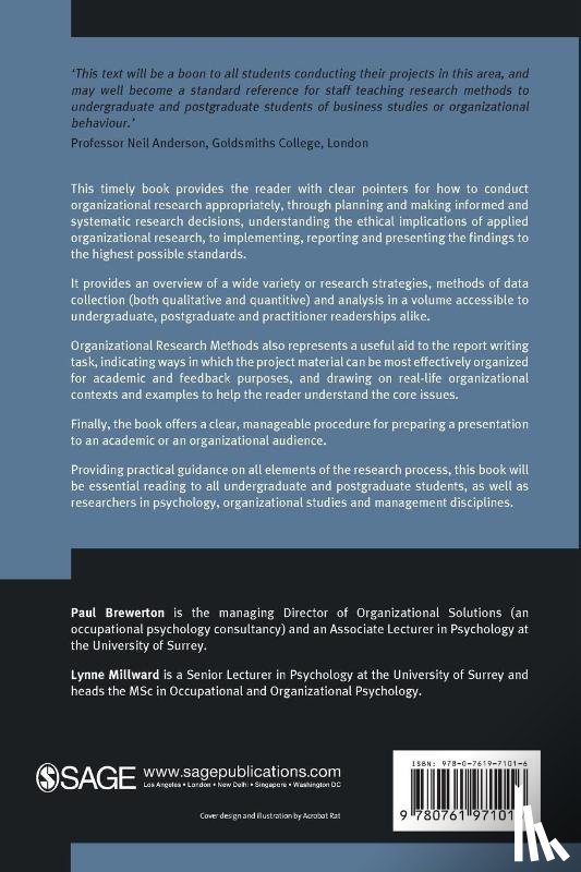 Brewerton, Paul M, Millward, Lynne - Organizational Research Methods
