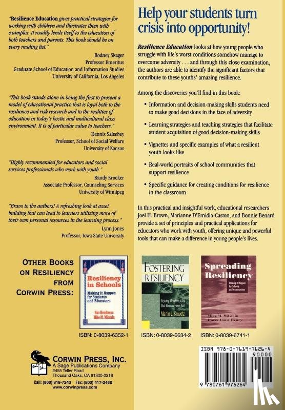 Brown, Joel H., D'Emidio-Caston, Marianne, Benard, Bonnie - Resilience Education