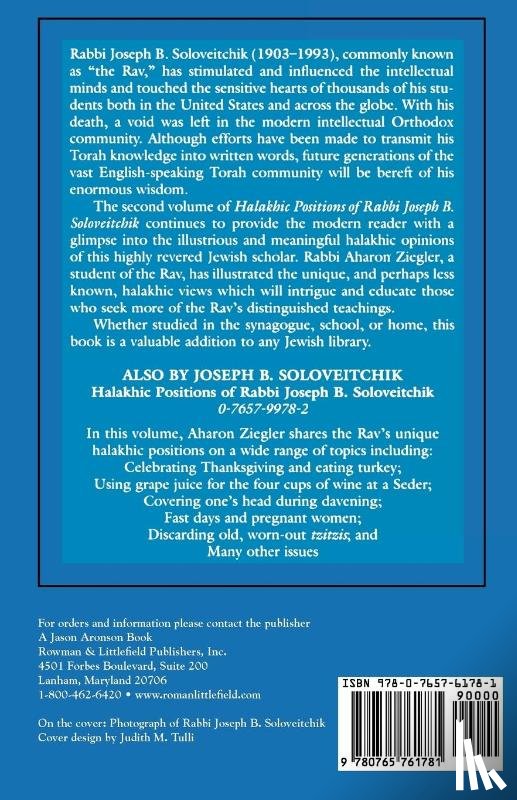 Ziegler, Aharon - Halakhic Positions of Rabbi Joseph B. Soloveitchik
