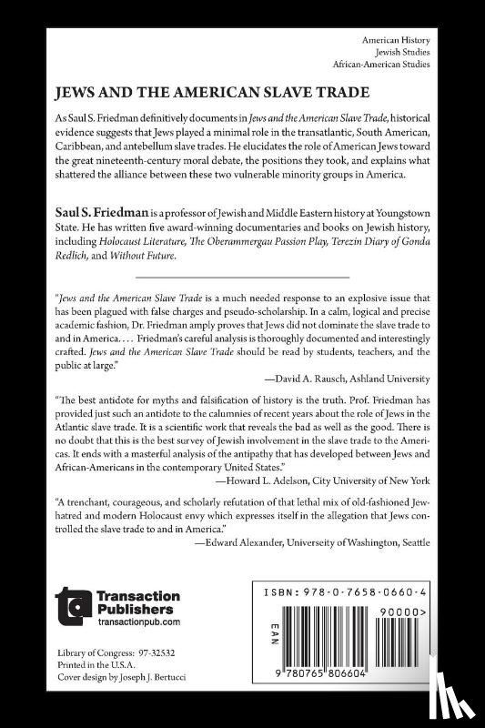 Friedman, Saul - Jews and the American Slave Trade