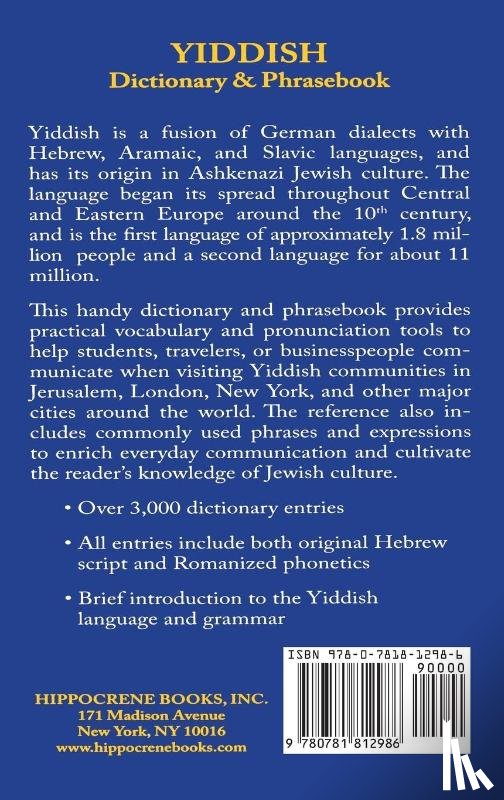 Szabo, Vera - Yiddish-English/English-Yiddish Dictionary & Phrasebook