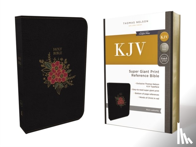 Nelson, Thomas - KJV Holy Bible: Super Giant Print with 43,000 Cross References, Deluxe Black Floral Leathersoft, Red Letter, Comfort Print (Thumb Indexed): King James Version