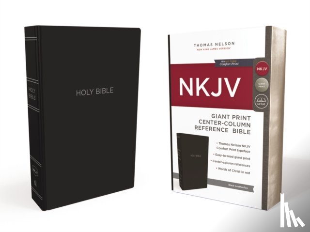 Nelson, Thomas - NKJV Holy Bible, Giant Print Center-Column Reference Bible, Black Leather-look, 72,000+ Cross References, Red Letter, Comfort Print: New King James Version