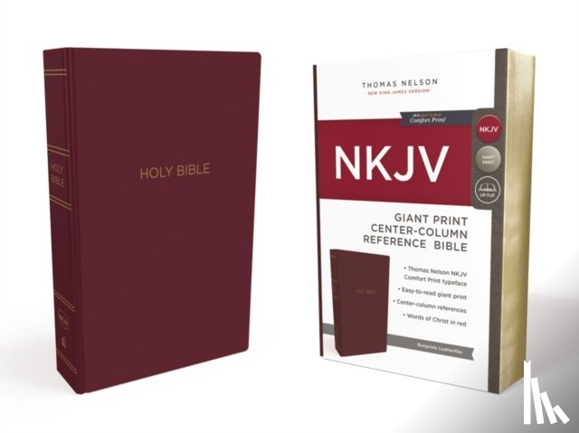 Nelson, Thomas - NKJV Holy Bible, Giant Print Center-Column Reference Bible, Burgundy Leather-look, 72,000+ Cross References, Red Letter, Comfort Print: New King James Version