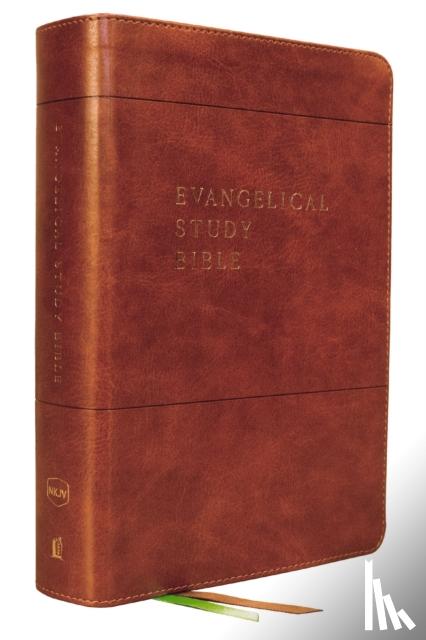 Thomas Nelson - Evangelical Study Bible: Christ-centered. Faith-building. Mission-focused. (NKJV, Brown Leathersoft, Red Letter, Large Comfort Print)