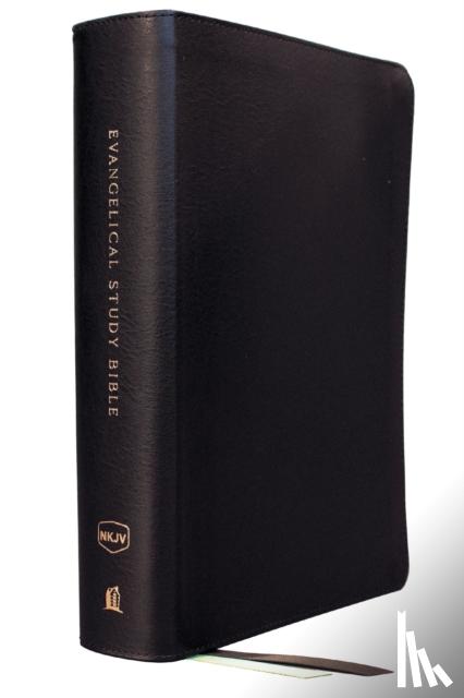 Thomas Nelson - Evangelical Study Bible: Christ-centered. Faith-building. Mission-focused. (NKJV, Black Bonded Leather, Red Letter, Thumb Indexed, Large Comfort Print)