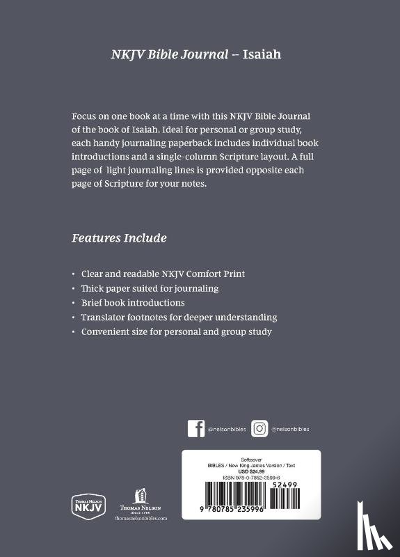 Nelson, Thomas - NKJV Bible Journal - Isaiah, Paperback, Comfort Print