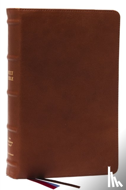 Nelson, Thomas - NKJV, End-of-Verse Reference Bible, Personal Size Large Print, Premium Goatskin Leather, Brown, Premier Collection, Red Letter, Thumb Indexed, Comfort Print