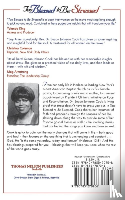 Cook, Suzan D. Johnson - Too Blessed to Be Stressed