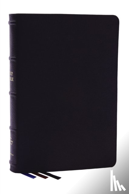 Thomas Nelson - NKJV, Large Print Thinline Reference Bible, Blue Letter, Maclaren Series, Genuine Leather, Black, Comfort Print