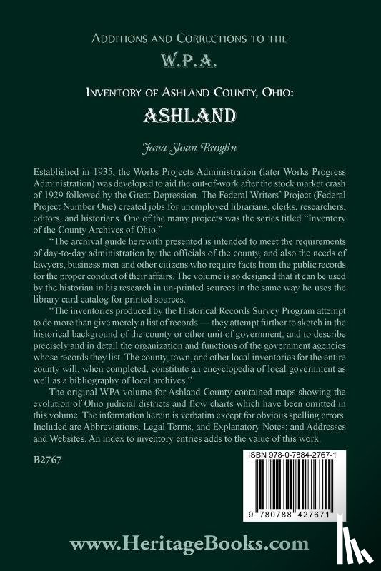 Broglin, Jana - Additions and Corrections to the W.P.A. Inventory of Ashland County, Ohio