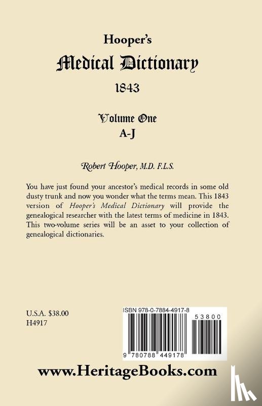 Hooper, Robert - Hooper's Medical Dictionary 1843. Volume 1, A-J