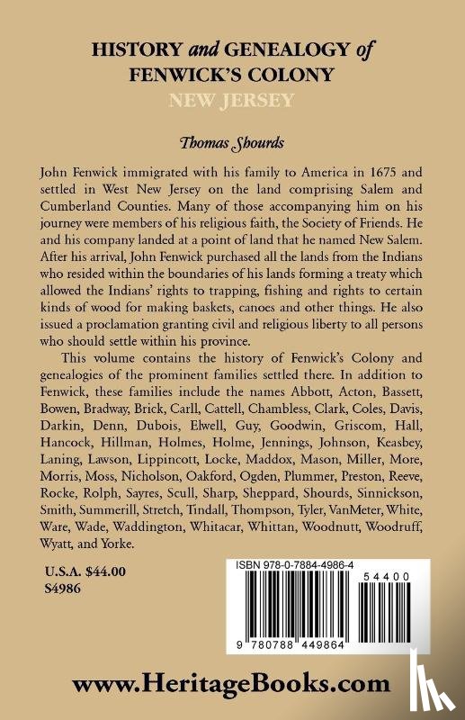 Shourds, Thomas - History and Genealogy of Fenwick's Colony, New Jersey