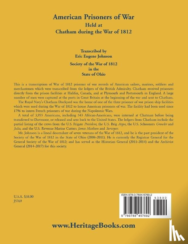 Johnson, Eric Eugene - American Prisoners of War Held at Chatham During the War of 1812