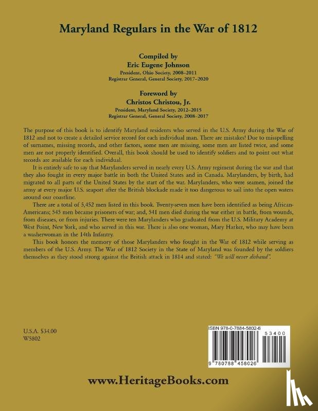 Society of the War of 1812 - Maryland Regulars in the War of 1812