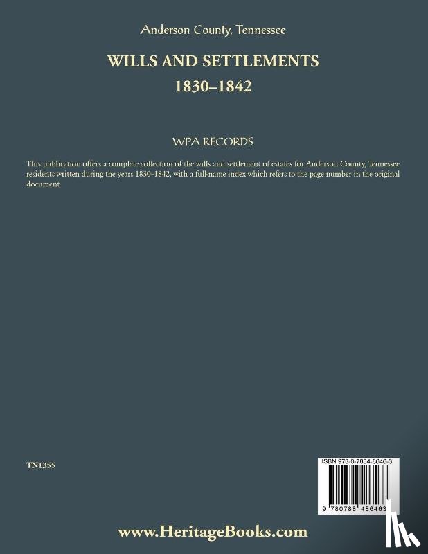 Wpa Records - Anderson County, Tennessee Wills and Settlements, 1830-1842