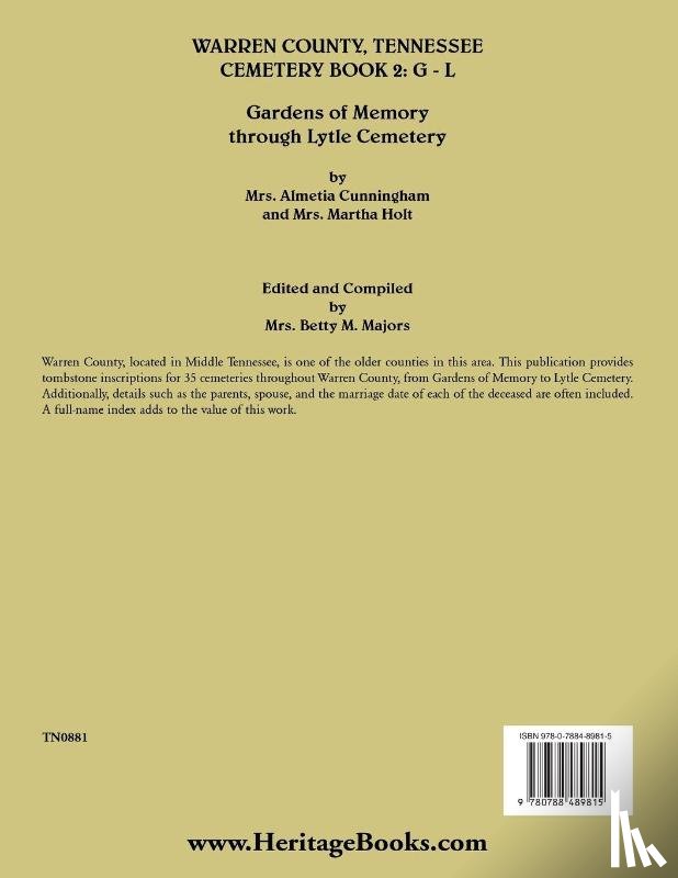 Holt, Martha - Warren County, Tennessee Cemetery Book 2 Annotated, G-L
