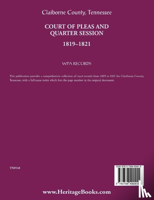Wpa Records - Claiborne County, Tennessee Court of Pleas and Quarter Session, 1819-1821