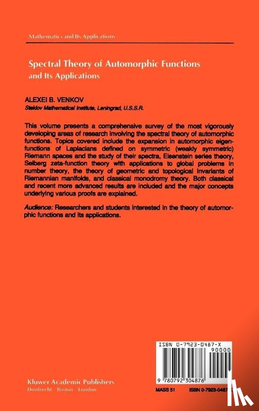 A.B. Venkov - Spectral Theory of Automorphic Functions