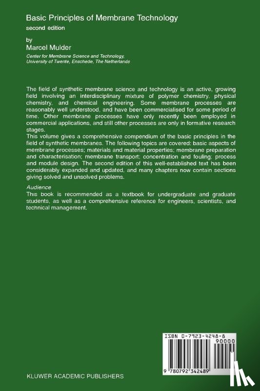 Mulder, Marcel - Basic Principles of Membrane Technology