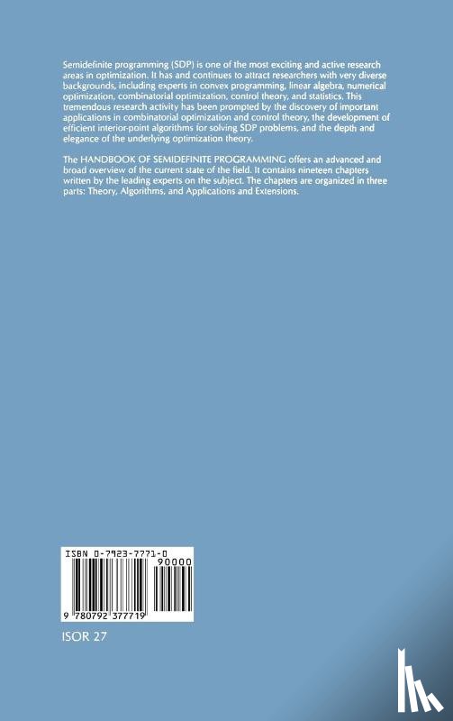  - Handbook of Semidefinite Programming
