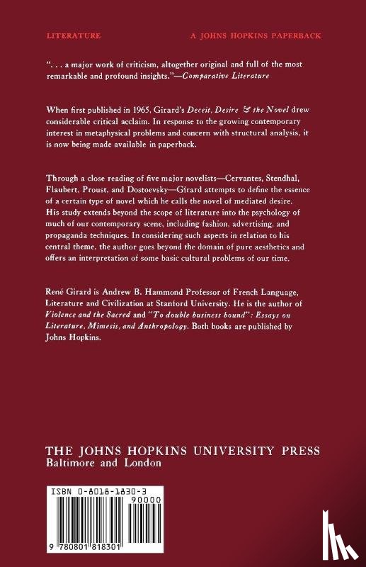 Girard, Rene (Stanford University) - Deceit, Desire, and the Novel