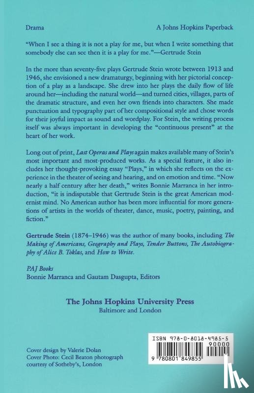 Stein, Gertrude (Levin Gann PA) - Last Operas and Plays