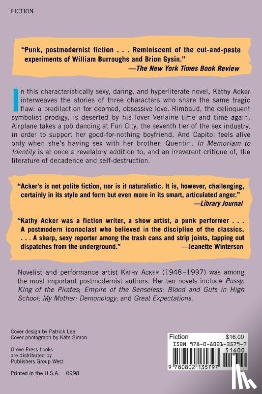 Acker, Kathy - Acker, K: In Memoriam to Identity