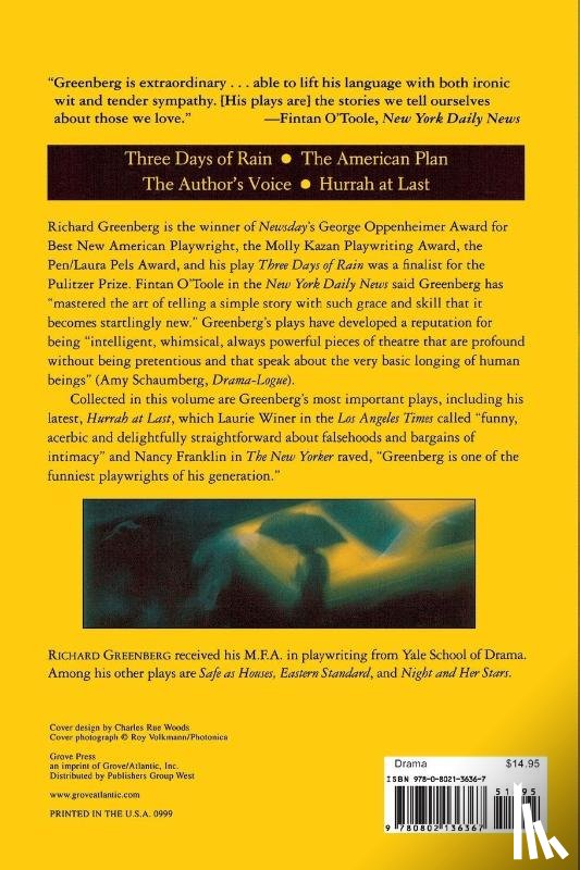 Greenberg, Richard - Three Days of Rain and Other Plays