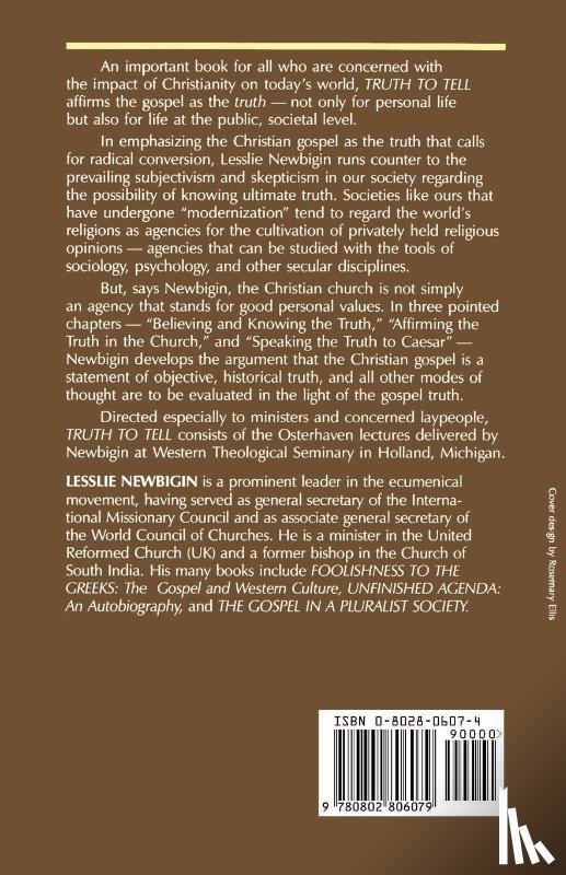 Newbigin, Lesslie - Truth to Tell