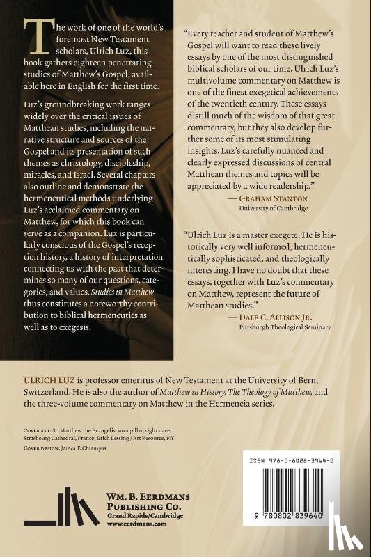 Luz, Ulrich - Studies in Matthew