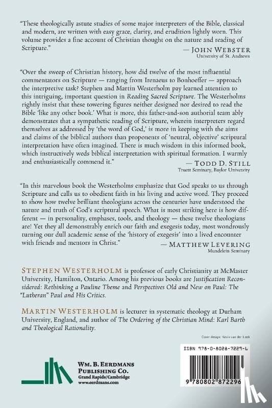 Westerholm, Stephen, Westerholm, Martin - Reading Sacred Scripture