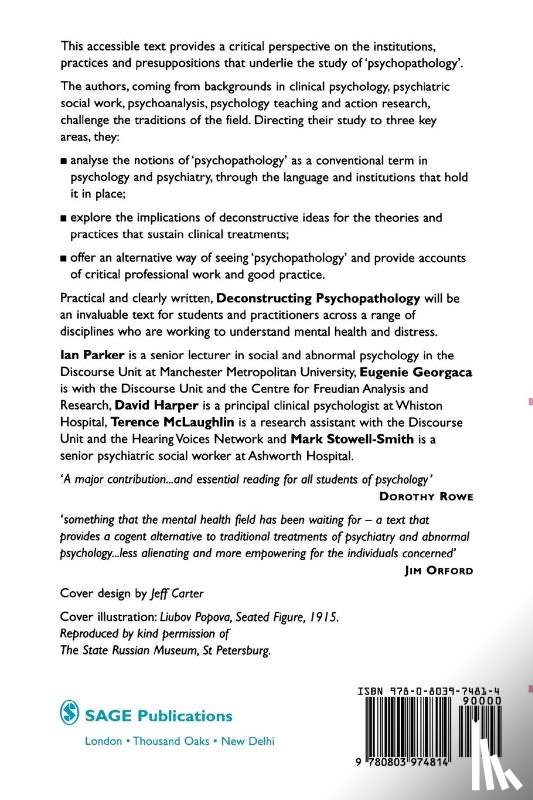 Patrick, Ian, Georgaca, Eugenie, Harper, David, McLaughlin, Terence - Deconstructing Psychopathology