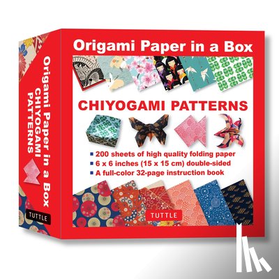 Tuttle Studio - Origami Paper in a Box - Chiyogami Patterns: 200 Sheets of Tuttle Origami Paper: 6x6 Inch Origami Paper Printed with 12 Different Patterns: 32-Page In