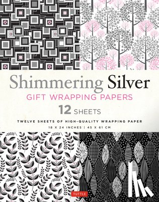  - Shimmering Silver Gift Wrapping Papers - 12 Sheets