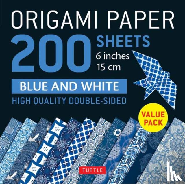  - Origami Paper 200 sheets Blue and White Patterns 6" (15 cm)