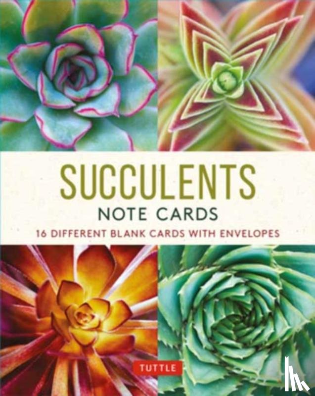 Tuttle Studio - Succulents, 16 Note Cards: 16 Different Blank Cards with Envelopes in a Keepsake Box!