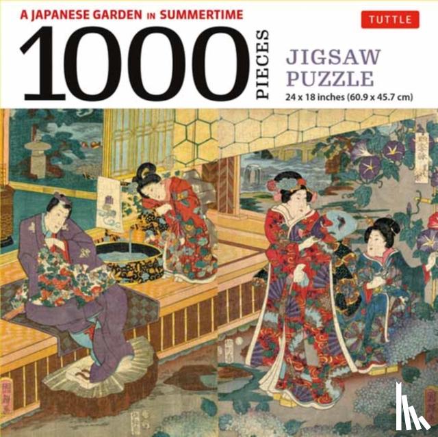Tuttle Studio - A Japanese Garden in Summertime - 1000 Piece Jigsaw Puzzle: A Scene from the Tale of Genji, Woodblock Print (Finished Size 24 in X 18 In)