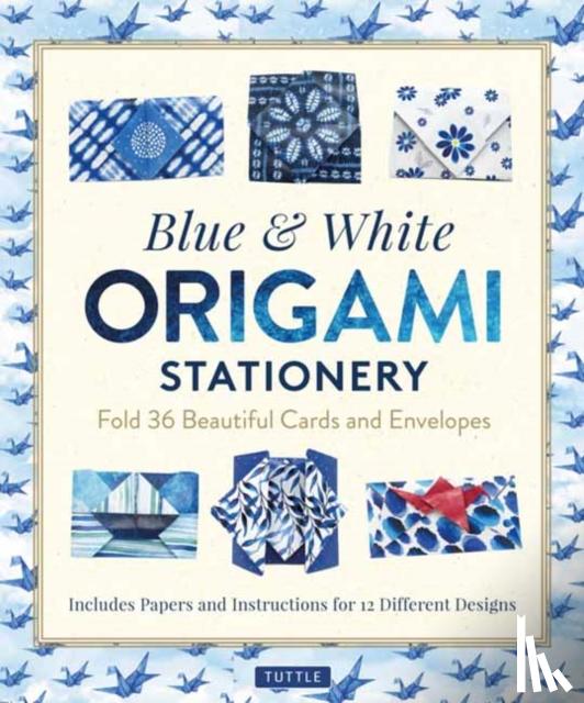 Tuttle Studio - Blue & White Origami Stationery Kit: Fold 36 Beautiful Cards and Envelopes: Includes Papers and Instructions for 12 Origami Note Projects