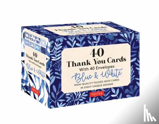 Tuttle Studio - Blue & White, 40 Thank You Cards with Envelopes: (4 1/2 X 3 Inch Blank Cards in 8 Unique Designs)
